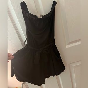 Black strapless tie romper